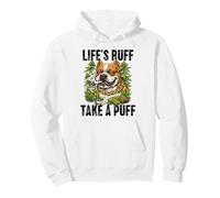 Life's Ruff Take a Puff Funny Stoner Bulldog 420 Weed Pullover Hoodie