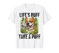 Life's Ruff Take a Puff Funny Stoner Bulldog 420 Weed T-Shirt