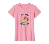 Lifes Short Eat The Cake Fun Dessert Lover T-Shirt, Women, Pink, XS