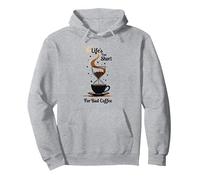 Life's Too Short For Bad Coffee - Coffee Lover Art Pullover Hoodie, Adult Unisex, Heather Grey, M