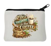 Life's Too Short for Bad Coffee Neoprene Coin Purse Pouch 10x11cm White