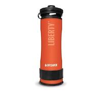 LifeSaver Liberty | Water Filter Bottle - 400ml Small Water Bottle & Water Purifier for Travel & Hiking, Lightweight Design, Removes 99.99% of Viruses, Bacteria & Cysts, Purifies 2000L (Orange)