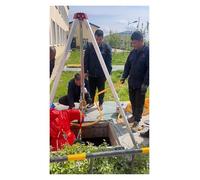 Lifesaving Construction Tripod with Rescue Harness & Fall Protection - Heavy-Duty 1800LBS Winch, 400KG Rated Load, Scalable Legs for Confined Space, Sewer Wellhead Lifting & Rescue Equipment