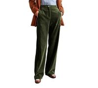 LifeShe Women Corduroy Pants Elastic Waisted Straight Leg Pant Casual Stretchy Baggy Boyfriend Long Trousers, Green, Large