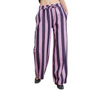 LifeShe Womens Striped Wide Leg Jeans Drawstring Elastic Waist Denim Pants Casual Baggy Jean Trousers, Purple, M