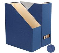 LifeSto Magazine Holder - File Holder and Desk Organizer, Paperboard Book Organizer and Storage Box for Documents, Magazine Holder Rack for Classroom, Home, and Office (Classic Blue, 2-Pack)