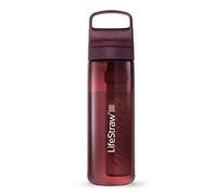 LifeStraw Go Series - BPA-Free Water Filter Bottle for Travel and Everyday Use Removes Bacteria, Parasites and Microplastics, Improves Taste, 22oz Merlot Me Away