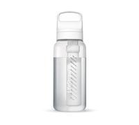 LifeStraw Go Series - BPA-Free Water Filter Bottle for Travel and Everyday Use removes Bacteria, Parasites and Microplastics, Improves Taste, 1L Polar White