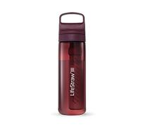 LifeStraw Go Series - BPA-Free Water Filter Bottle for Travel and Everyday Use Removes Bacteria, Parasites and Microplastics, Improves Taste, 22oz Merlot Me Away