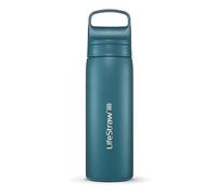 LifeStraw Go Series - Double Wall BPA-Free Vacuum Insulated 18 oz Stainless Steel Water Filter Bottle for Travel and Everyday use; Laguna Teal