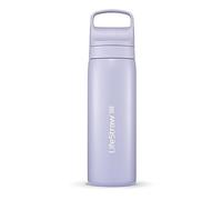 LifeStraw Go Series - Double Wall BPA-Free Vacuum Insulated 18 oz Stainless Steel Water Filter Bottle for Travel and Everyday use; Provence Purple