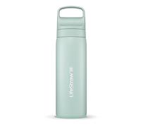 LifeStraw Go Series - Double Wall BPA-Free Vacuum Insulated 18 oz Stainless Steel Water Filter Bottle for Travel and Everyday use; Seafoam