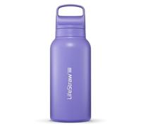 LifeStraw Go Series - Insulated Stainless Steel Water Filter Bottle for Travel and Everyday Use, 1L Thistle Purple