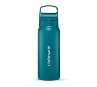 LifeStraw Go Series - Insulated Stainless Steel Water Filter Bottle for Travel and Everyday Use Removes Bacteria, Parasites and Microplastics, Improves Taste, 24oz Laguna Teal