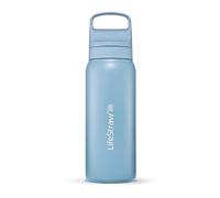 LifeStraw Go Series - Insulated Stainless Steel Water Filter Bottle for Travel and Everyday Use Removes Bacteria, Parasites and Microplastics, Improves Taste, 24oz Icelandic Blue