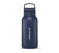 LifeStraw Go Series - Insulated Stainless Steel Water Filter Bottle for Travel and Everyday Use Removes Bacteria, Parasites and Microplastics, Improves Taste, 1L Aegan Sea