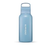 LifeStraw Go Series - Insulated Stainless Steel Water Filter Bottle for Travel and Everyday Use Removes Bacteria, Parasites and Microplastics, Improves Taste, 1L Icelandic Blue