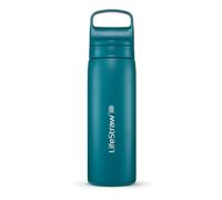 LifeStraw Go Series - Double Wall BPA-Free Vacuum Insulated 18 oz Stainless Steel Water Filter Bottle for Travel and Everyday use; Laguna Teal