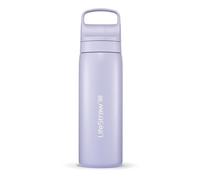 LifeStraw Go Series - Double Wall BPA-Free Vacuum Insulated 18 oz Stainless Steel Water Filter Bottle for Travel and Everyday use; Provence Purple