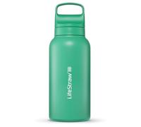LifeStraw Water Filter Bottle Go Series – Insulated Stainless Steel, 24 oz Cactus Green