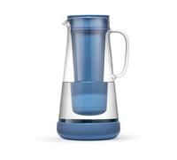 LifeStraw Home- Water Filter Pitcher 7-Cup Glass with Silicone Base Stormy Blue for Everyday Protection Against Bacteria parasites microplastics