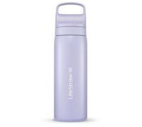 LifeStraw Go Series - Double Wall BPA-Free Vacuum Insulated 18 oz Stainless Steel Water Filter Bottle for Travel and Everyday use; Provence Purple
