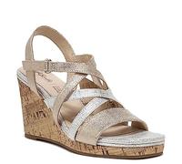 LifeStride Women's Indigo Strappy Wedge Sandal, Gold/Silver, 6.5 Wide