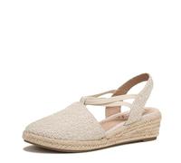 LifeStride Women's Katrina 2 Espadrille Wedge Loafer, Natural Crochet, 4.5 UK