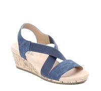 LifeStride Women's Mexico Wedge Sandal, Washed Navy, 3 UK