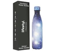 LIFESTYL. Stainless Steel Water Bottle | 24 Hrs Cold&12 Hrs Hot| Thermoshield Technology Vacuum Insulated Metal, Leak-Proof, Hike, Walks, Gym, Yoga, Cycling (Galaxy Light Blue, 750, Milliliters)