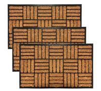 Lifestyle comfort ltd Coco Coir Door Mat with Rubber Backing Floor Mat Non Slip Outdoor Mat Dirt Scrapper Removes Grass & Dirt for Front Door, Patio & Entrance (PACK OF 3, 45 x 75 cm (Rectangular)