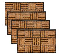 Lifestyle comfort ltd Coco Coir Door Mat with Rubber Backing Floor Mat Non Slip Outdoor Mat Dirt Scrapper Removes Grass & Dirt for Front Door, Patio & Entrance (PACK OF 4, 45 x 75 cm (Rectangular)