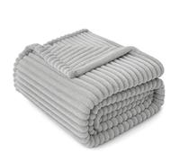 Lifestyle comfort ltd LSC Ribbed Fleece Throw Blanket Soft Warm Cozy Ribbed Texture Sofa Throw Fluffy Decorative Blanket for Couch Bed & Travel Cuddle Throw(GREY, King-200X240cm)
