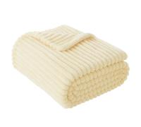 Lifestyle comfort ltd LSC Ribbed Fleece Throw Blanket Soft Warm Cozy Ribbed Texture Sofa Throw Fluffy Decorative Blanket for Couch Bed & Travel Cuddle Throw(CREAM, King-200X240cm)