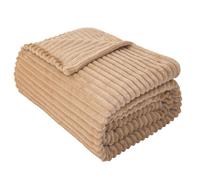 Lifestyle comfort ltd LSC Ribbed Fleece Throw Blanket Soft Warm Cozy Ribbed Texture Sofa Throw Fluffy Decorative Blanket for Couch Bed & Travel Cuddle Throw (MINK, King-200X240cm)