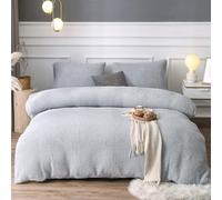 Lifestyle comfort ltd LSC Teddy Fleece King Duvet Set Ultra Soft Warm & Fluffy Faux Fur Quilt Cover Bedding Set With Matching Pillowcase GREY, DOUBLE (200 x 200 cm)