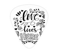 Lifestyle Guitar Picks 12 Pack Universal ABS Guitar Picks,Handwritten Ornamental Motivational Message Lifestyle Romantic Design,for Acoustic and Electric Guitar,Black and White