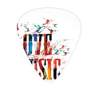 Lifestyle Guitar Picks Picks 12 Pack with Thin Box,I Love Music Phrase in Grunge Effects and Birds Flying Soul Freedom Illustration,Special Guitar Plectrums Gift Set for Guitarist