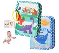 Lifesunny My First Baby Photo Book with Safe Mirror, My First Photo Album for Baby, Soft Photo Album Holds 4x6 Pictures, for Memory Album Babies Shower (Green+Blue,2PCS)