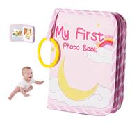Lifesunny My First Baby Photo Book with Safe Mirror, My First Photo Album for Baby, Soft Photo Album Holds 4x6 Pictures, for Memory Album Babies Shower (Pink,1PCS)