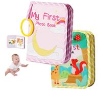 Lifesunny My First Baby Photo Book with Safe Mirror, My First Photo Album for Baby, Soft Photo Album Holds 4x6 Pictures, for Memory Album Babies Shower (Pink+Yellow,2PCS)