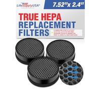 LifeSupplyUSA 2-in-1 True HEPA Air Cleaner Replacement Filter + Activated Carbon Charcoal Compatible with Levoit LV-H132, LV-H132-RF and Geniani Odor Eliminator, Part G-2000-FL Air Purifiers (3-Pack)