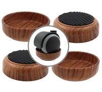 Lifeswonderful - 4x Rubber Base Dark Wood Effect Castor Cups - Non Slip - Protect Your Floors & Prevent Furniture from Moving or Rolling