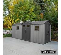 Lifetime 16.5Ft Outdoor Storage Shed Hdpe Plastic Garden Shed Dual Entry Doors Heavy Duty Weatherproof With Floor