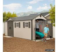 Lifetime 17.5Ft X 8Ft Outdoor Storage Shed, Dual Entry, Hdpe Panels, Steel Reinforced, Weather Resistant With Floor, Model 60213