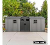 Lifetime 19X7Ft Outdoor Storage Shed Hdpe Plastic Uv Protected Steel Reinforced Lockable Doors Garden Storage Shed