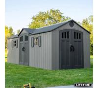Lifetime 20Ft X 8Ft (6 X 2.4M) Rough Cut Dual Entry Outdoor Storage Shed - Model 60456 Lockable Doors, Floor & Shelves Included