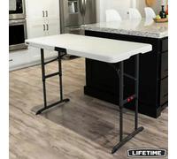 Lifetime 4Ft Adjustable Height Folding Table Commercial Grade Nesting Table With 3 Height Settings High-Density Polyethylene Top