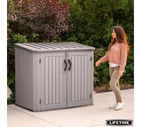 Lifetime 5Ft X 3Ft (1.5 X 0.9M) Horizontal Outdoor Storage Shed 1,300L Capacity For 2 Wheelie Bins, Hdpe Wood-Look Panels