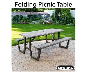 Lifetime 6ft Craftsman 8 Seats Folding Picnic Bench Table with Steel Frame